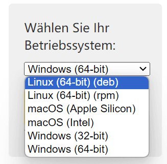 Wählen Sie Ihr Betriebssystem
