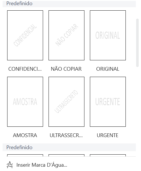modelos de marcas d’água no WPS