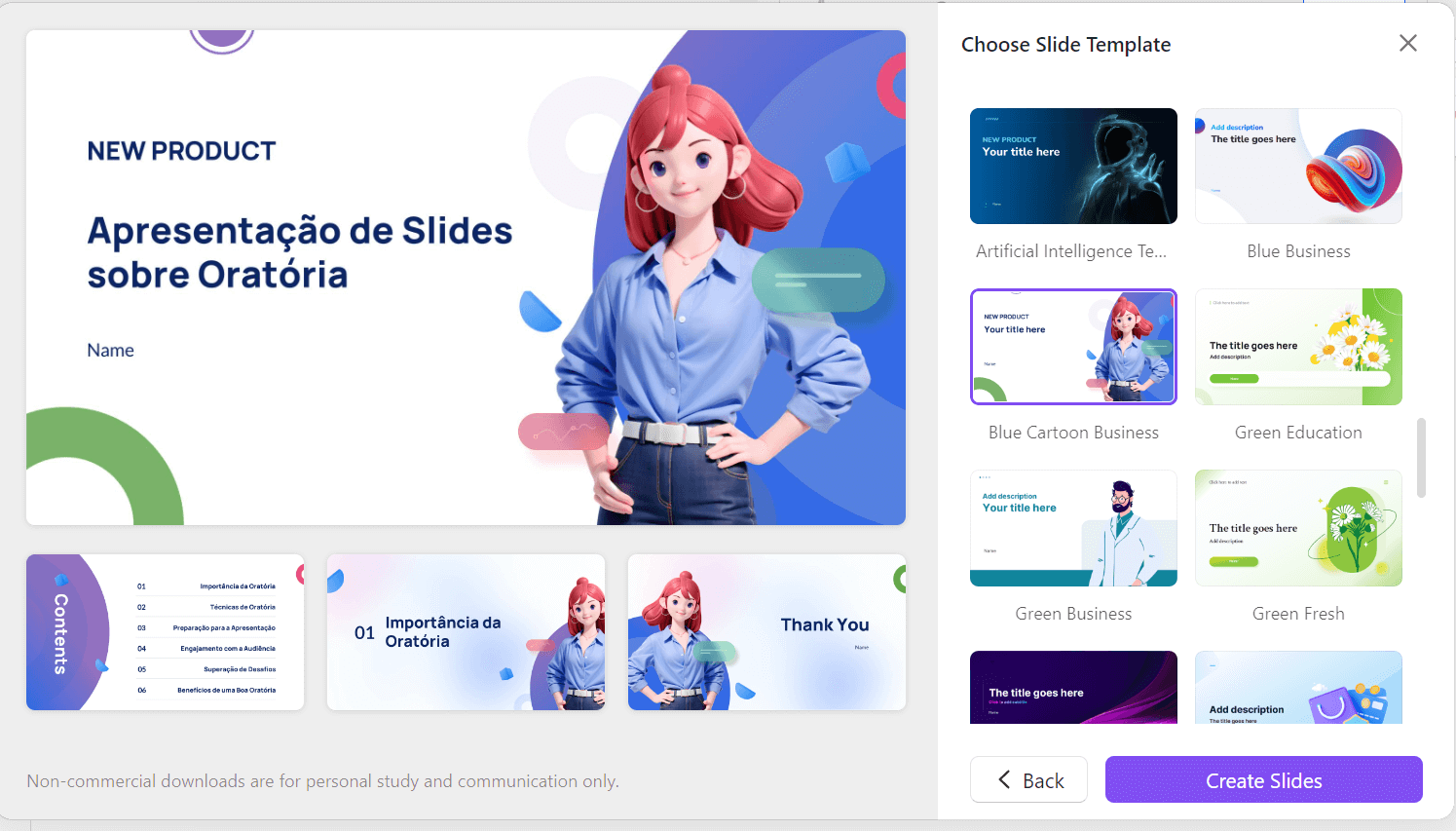 lista de modelos de slides