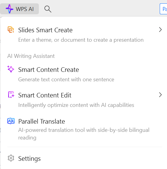 ferramentas de IA para Powerpoint no WPS