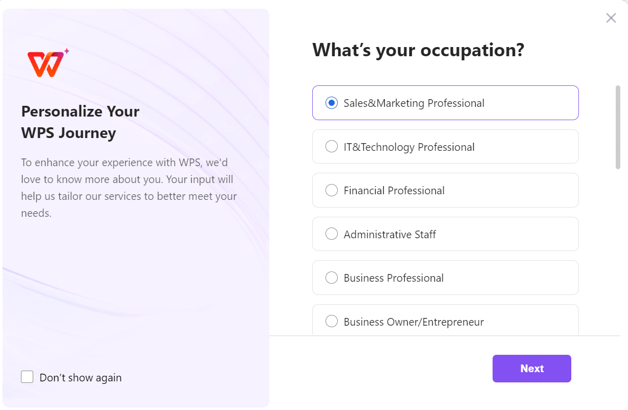 tela de pesquisa do WPS