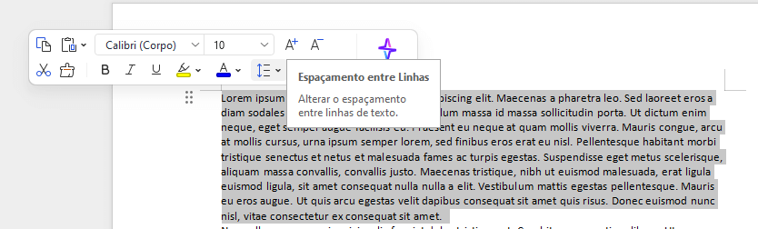Espaçamento no texto