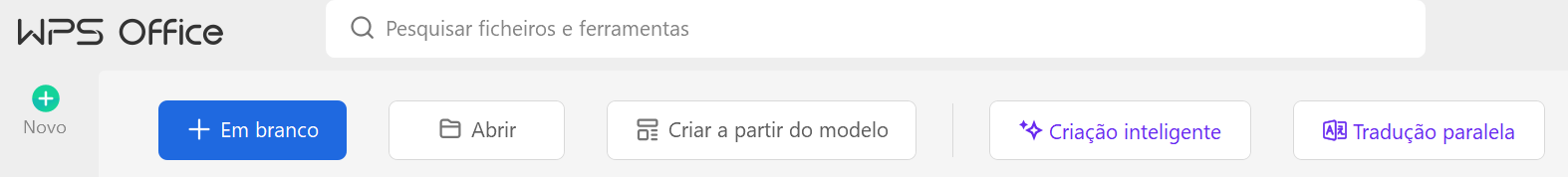 abrir documento novo no WPS Office
