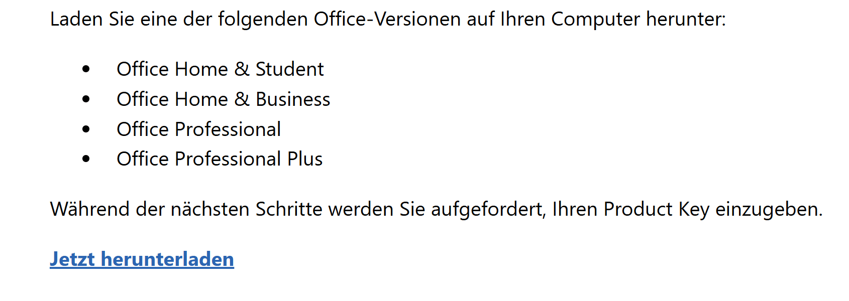 Download Seite bei Microsoft