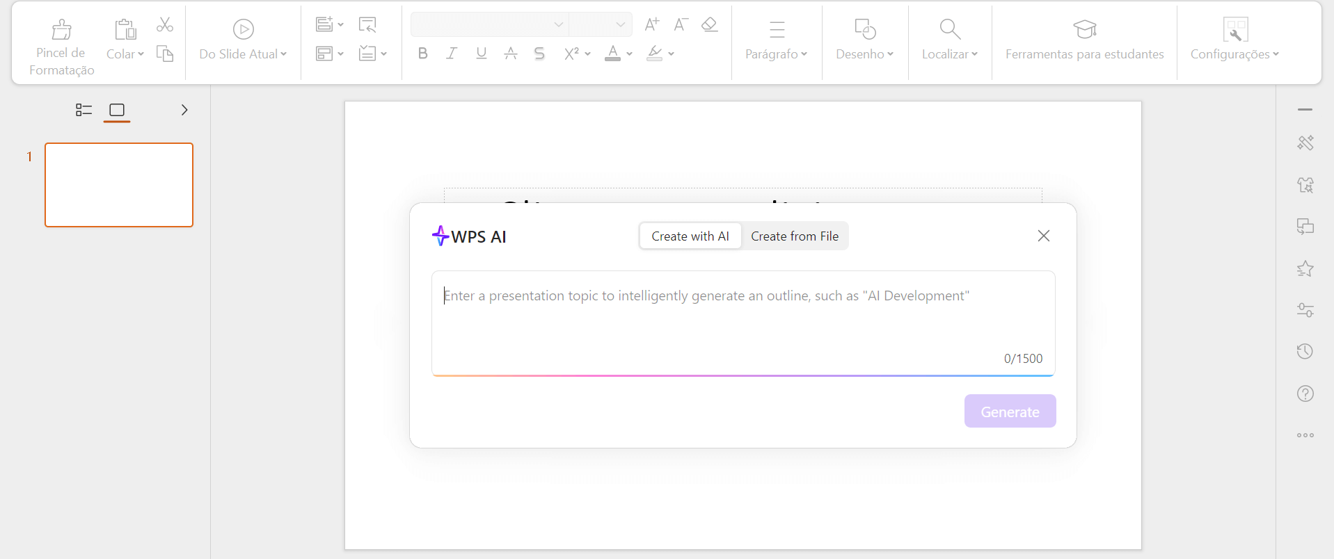 criação inteligente de slides no WPS Office