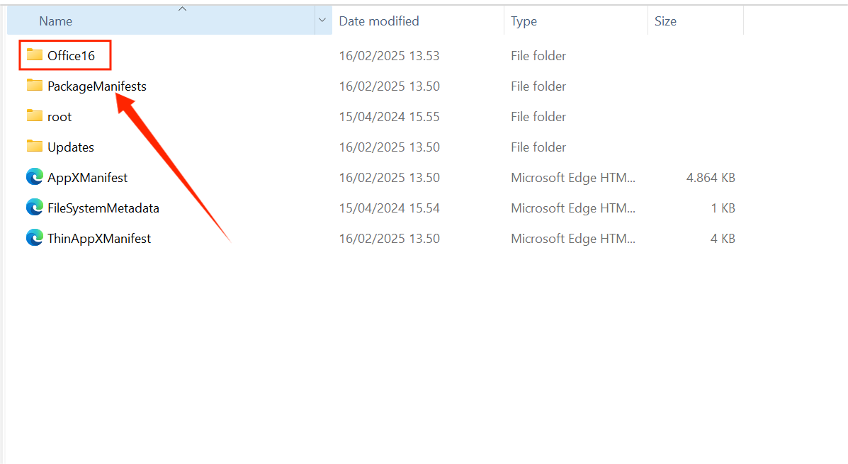 Tampilan folder Office16
