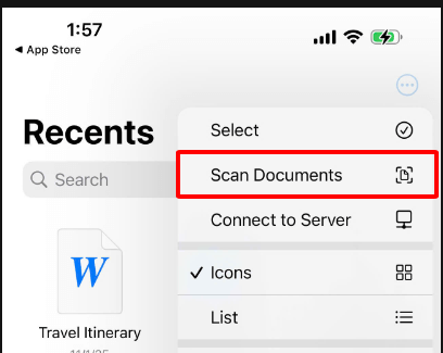 Tap Scan document