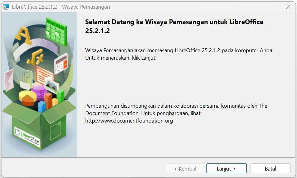 Tampilan Proses Instalasi LibreOffice