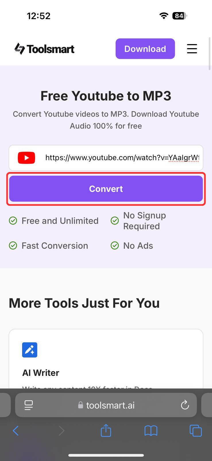 Tap Convert button