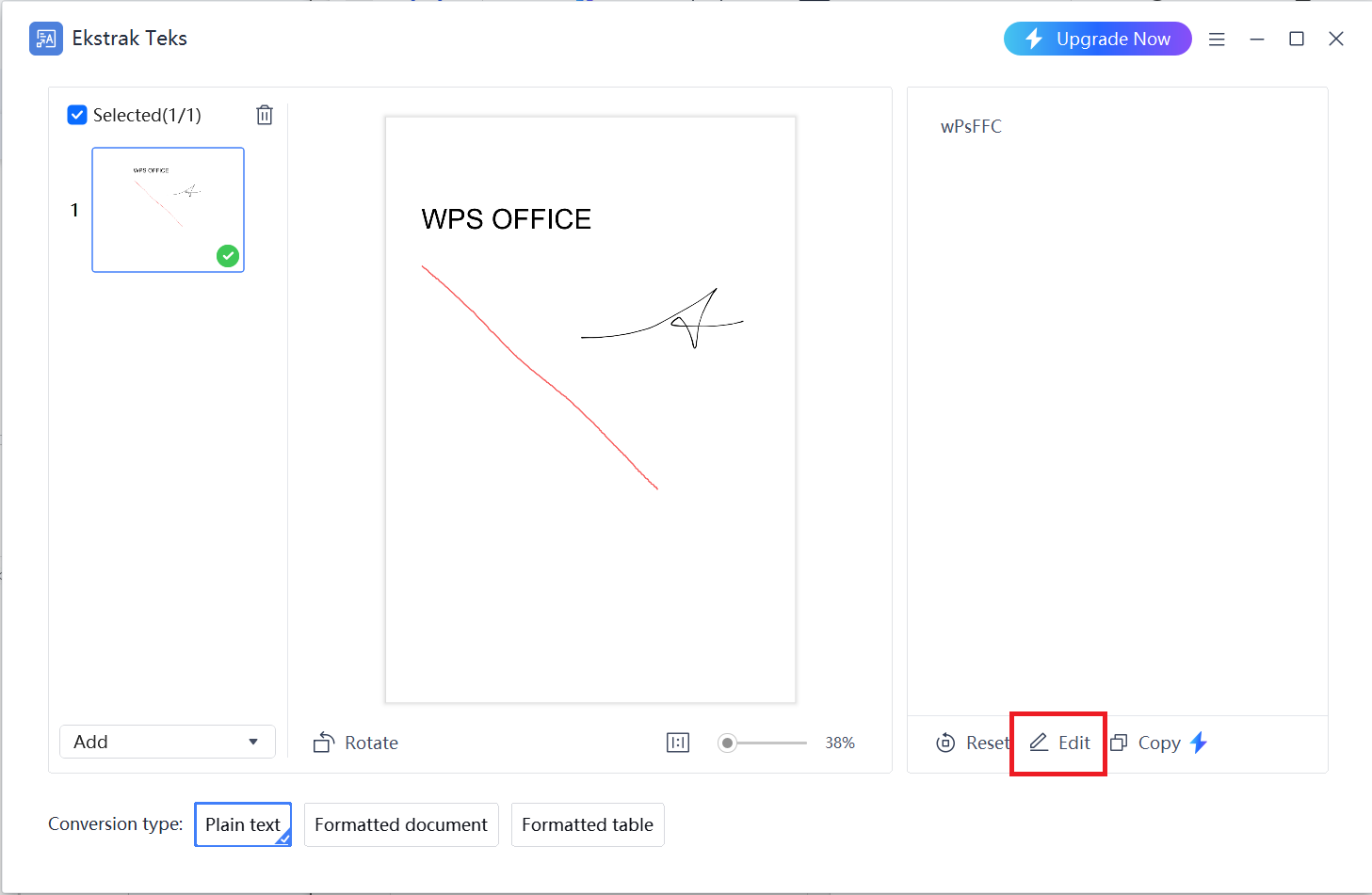 Edit Teks yang diekstrak di WPS PDF