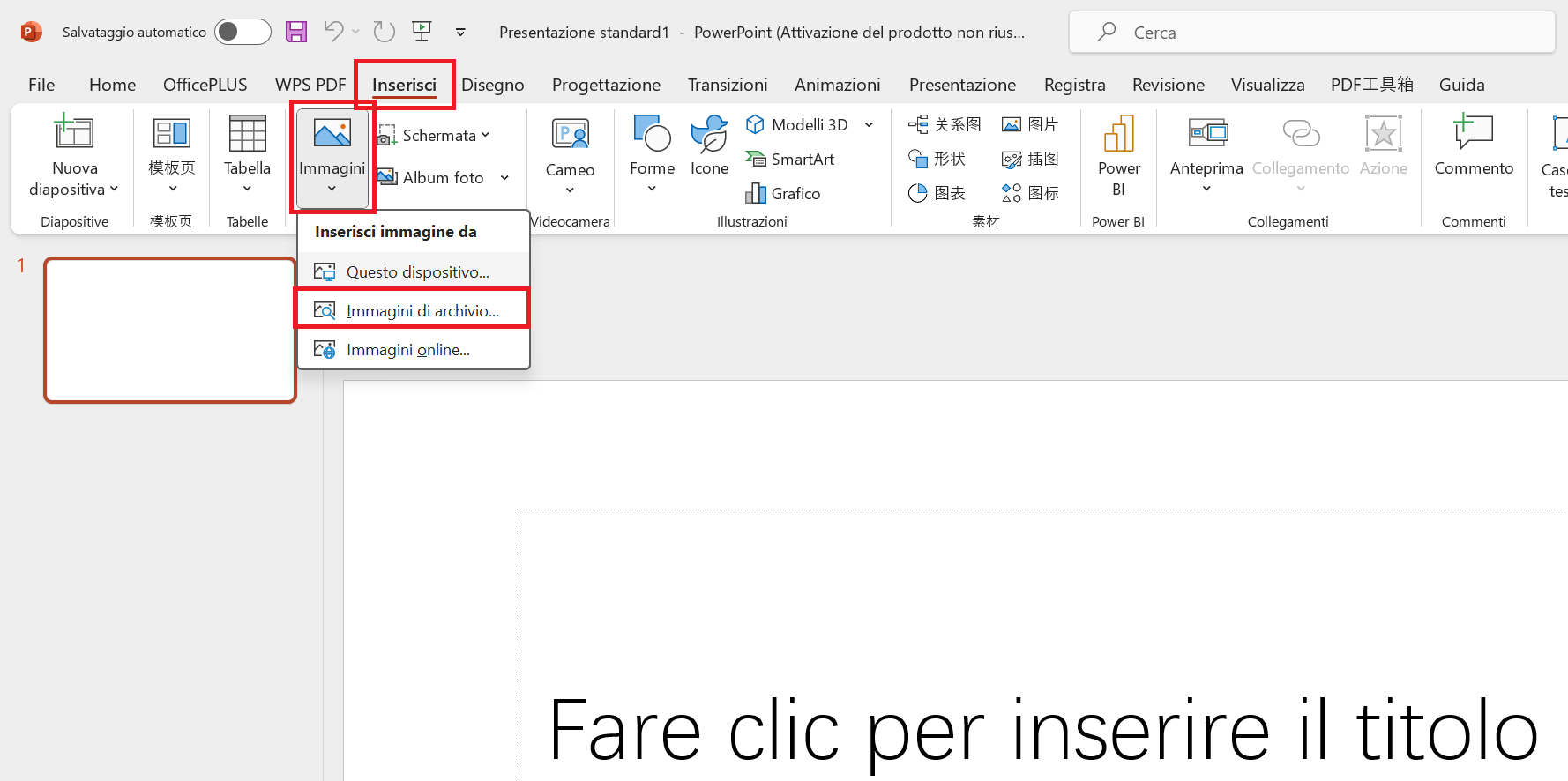 Istruzioni sulle immagini di stock in PowerPoint