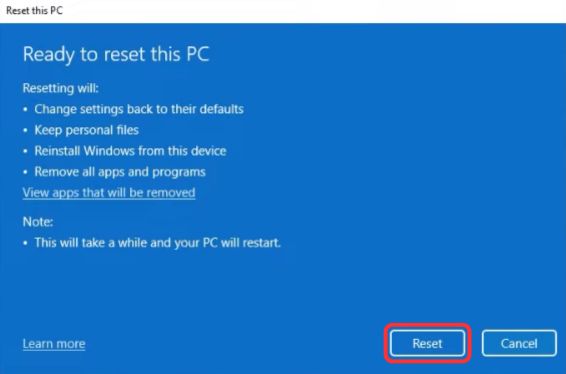 Reset details preview
