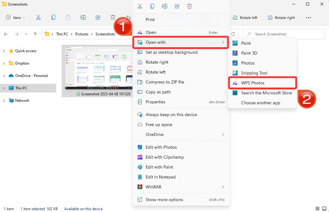 Open photos with WPS Photos