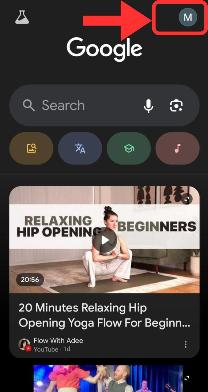 Tap your profile picture or initial