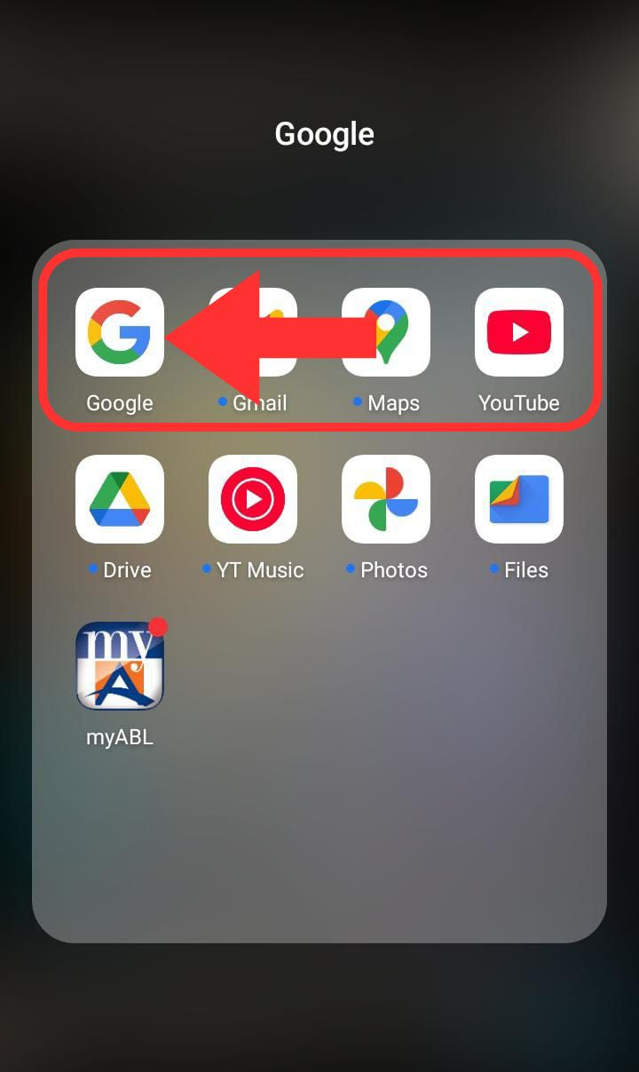 Locate and tap the Google application.