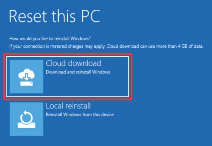 Select reinstall method