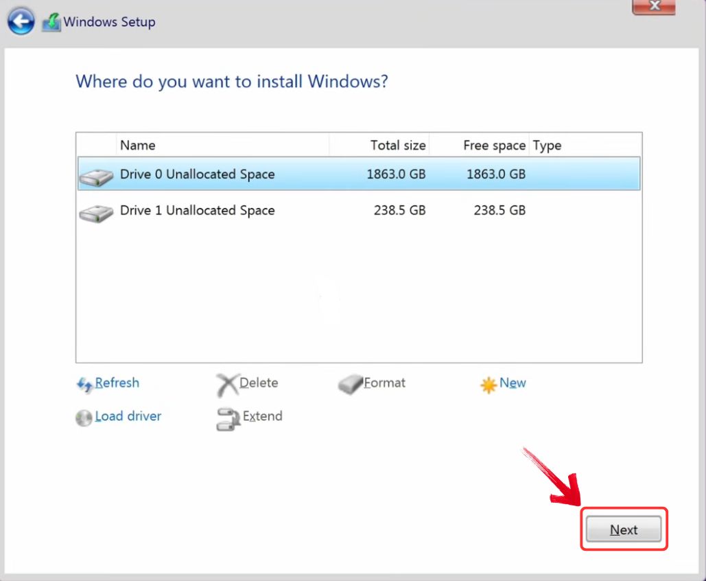 Start Windows Installation