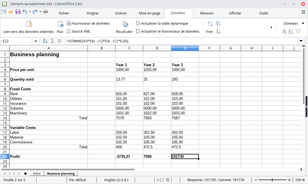 interface libreoffice calc