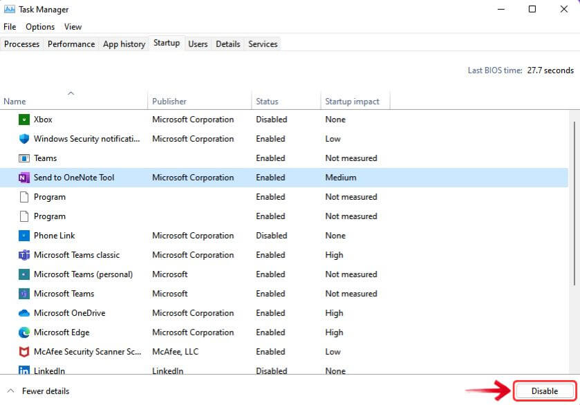 Disable startup programs
