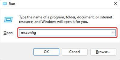 Type msconfig command