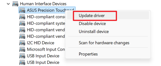 Update the touchpad driver to fix lenovo laptop touchpad not working