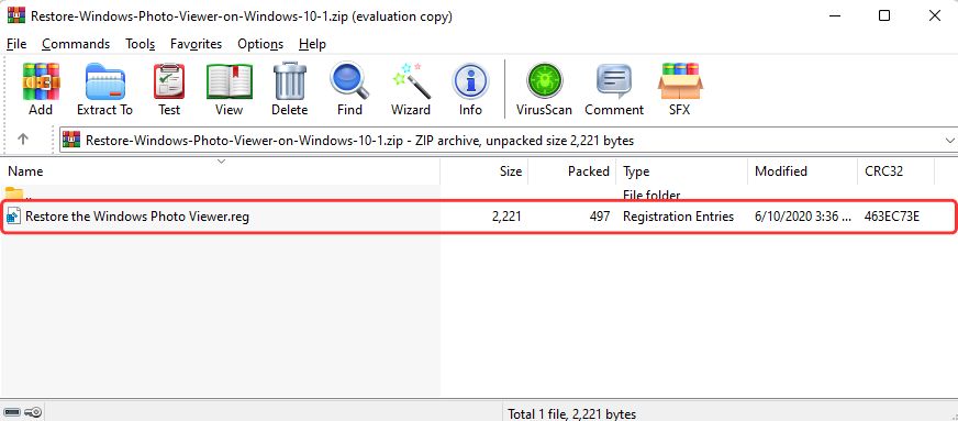 Extract Restore Windows Photo Viewer.reg