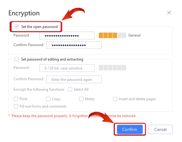 WPS Office의 암호 설정