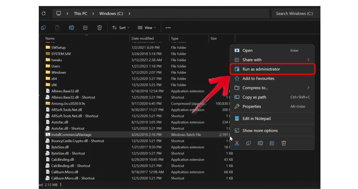 Run installer as administrator