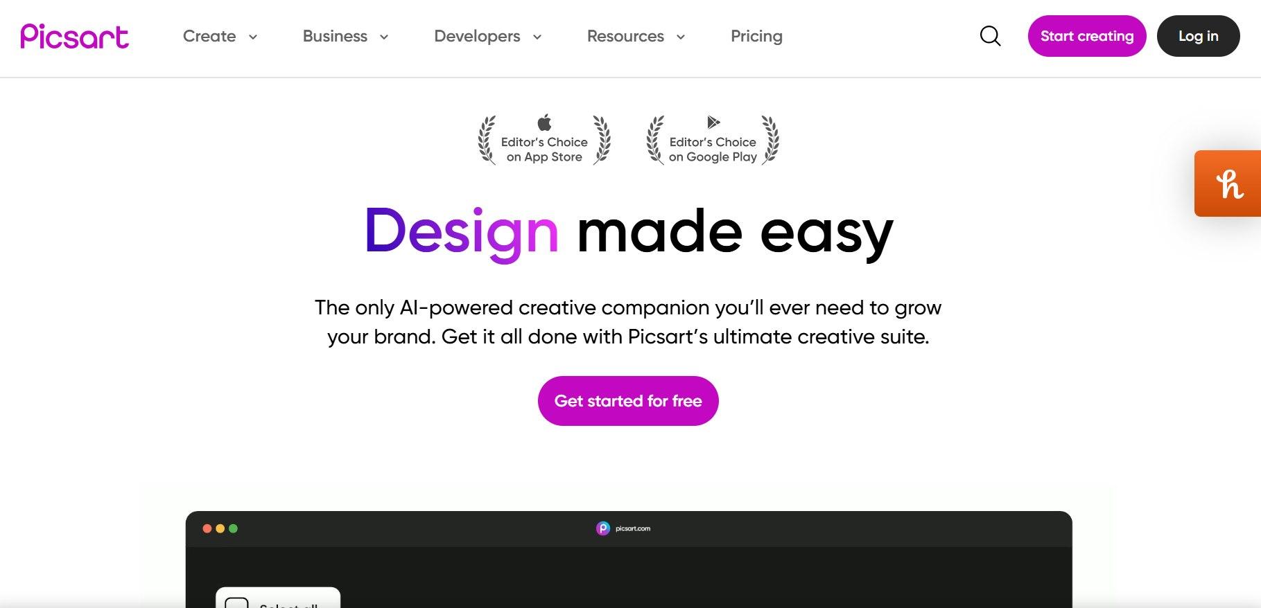 Picsart Home-page