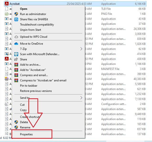 Open Program Properties