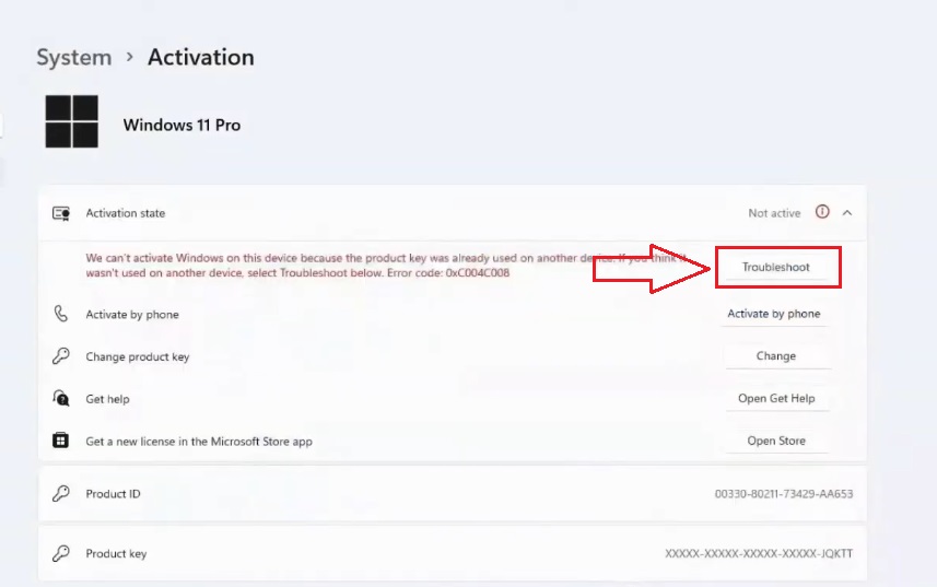 Click the Troubleshoot option