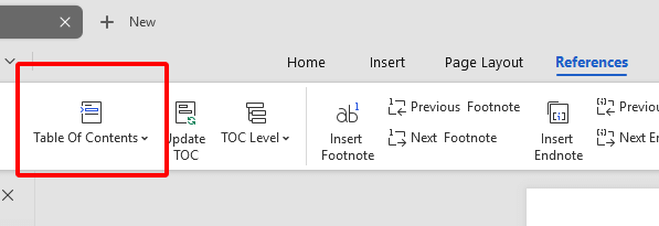 Insert the TOC