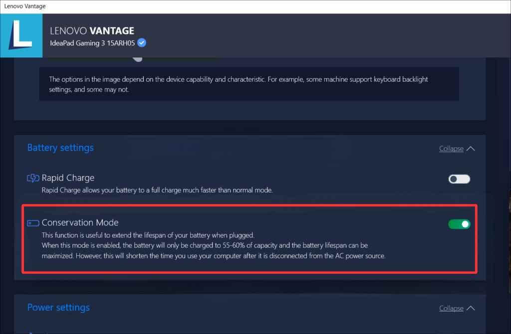 Battery Conservation Mode