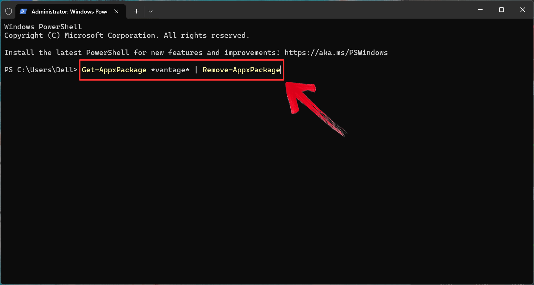 Uninstall Vantage Command