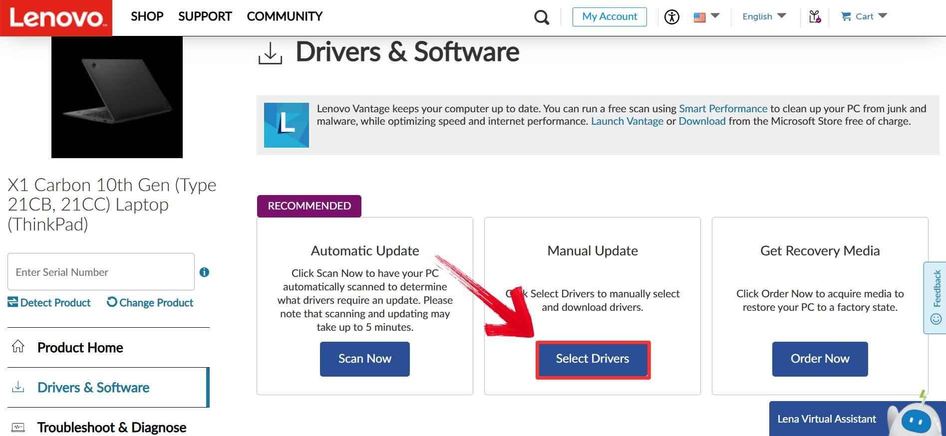 Click Select Drivers