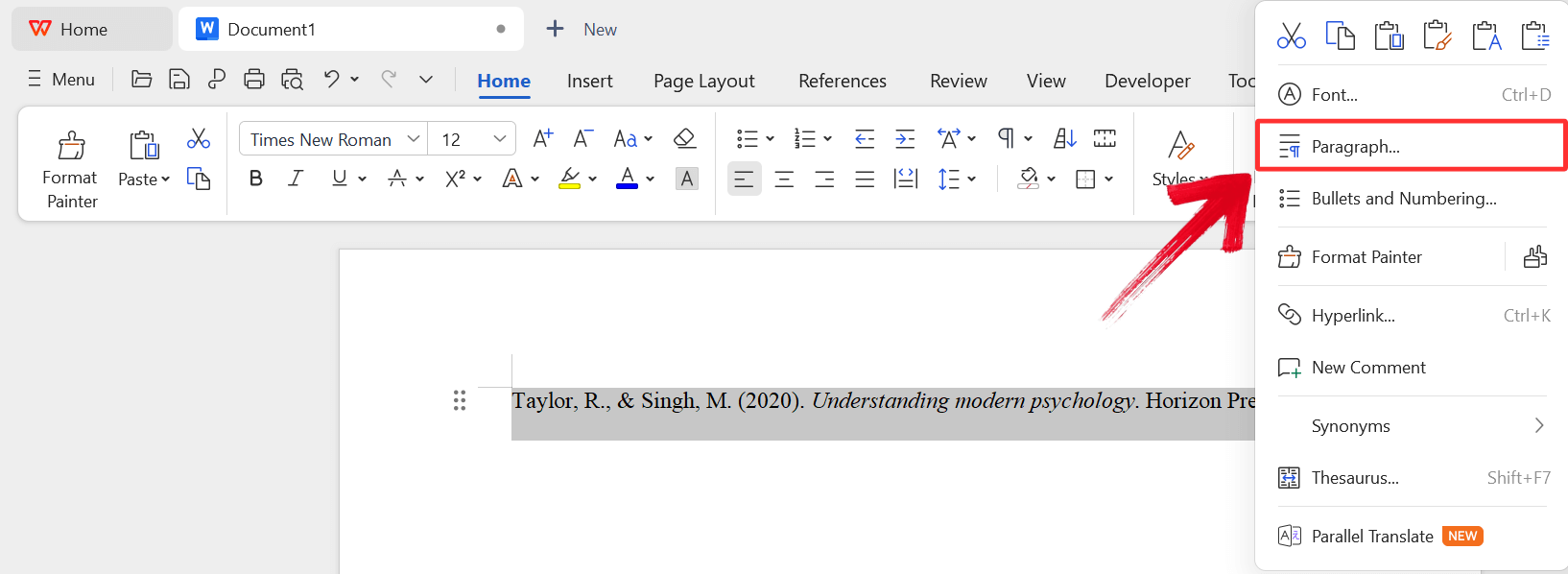 Select Paragraph