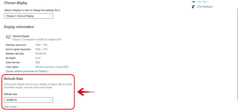 Change the refresh rate