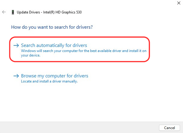 Select Search automatically