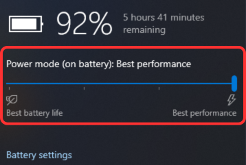 Battery slider in Windows