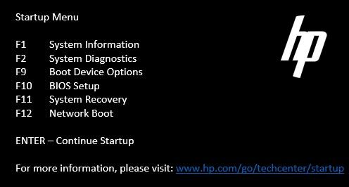 HP Boot Menu
