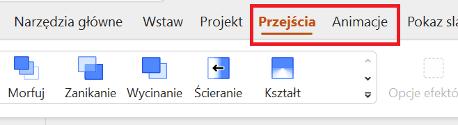 Dodaj animacje i przejścia.