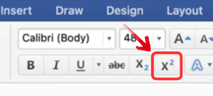 Click superscript button