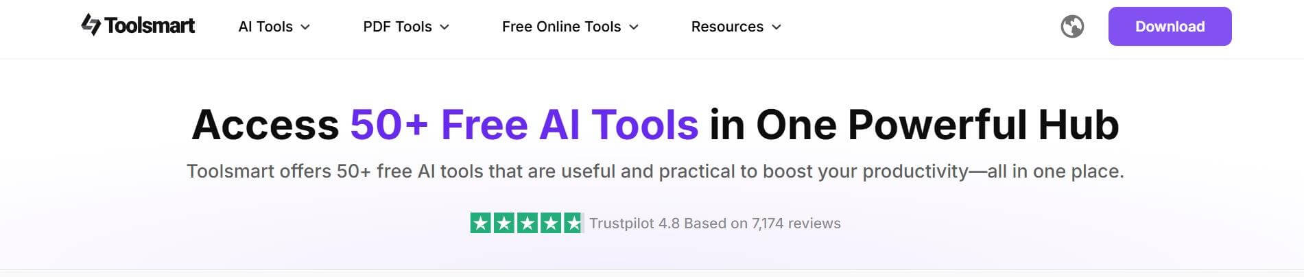 Toolsmart AI homepage
