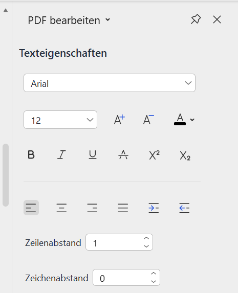 Schriftart des neuen Abschnitts anpassen