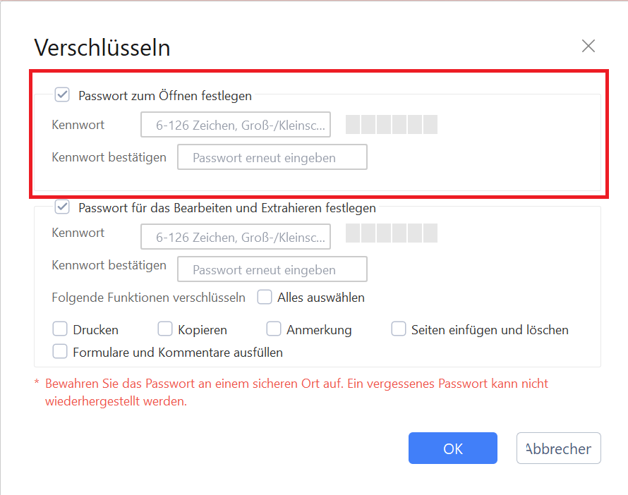 Passwort hinzufügen, um die Ansicht des PDF zu kontrollieren