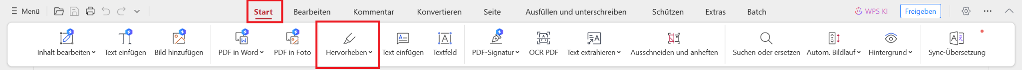 WPS PDF-Anmerkungs- und Hervorhebungstools