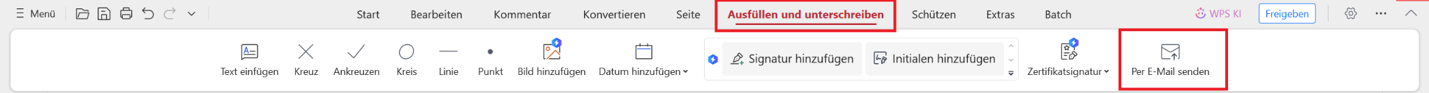 WPS PDF per E-Mail teilen Funktion
