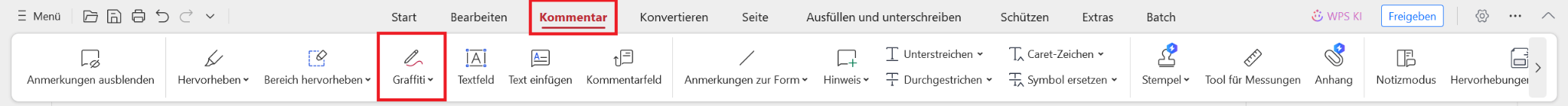 WPS PDF Zeichenwerkzeuge
