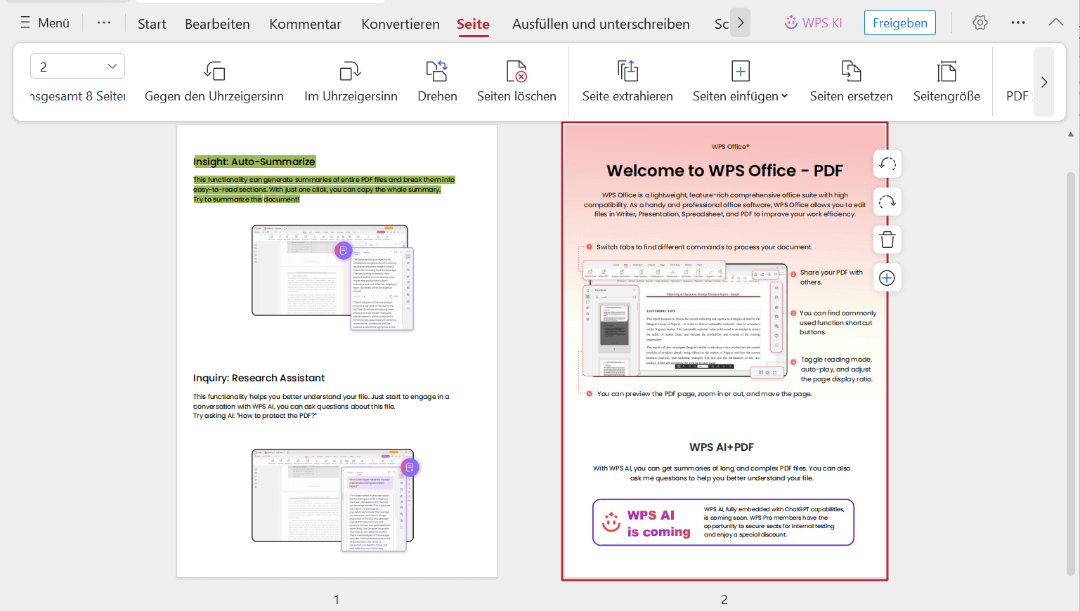 Seiten im PDF-Dokument neu angeordnet