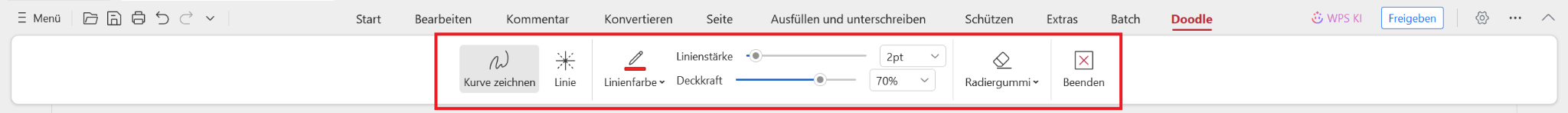 Zeichenwerkzeug anpassen